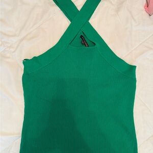 Skies Are Blue Vibrant Green Cross-Strap Top